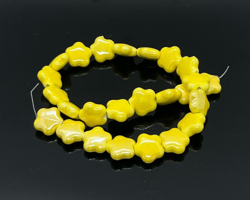 Бусины керамические цветочки цвет желтый размер 14*8мм Желтый